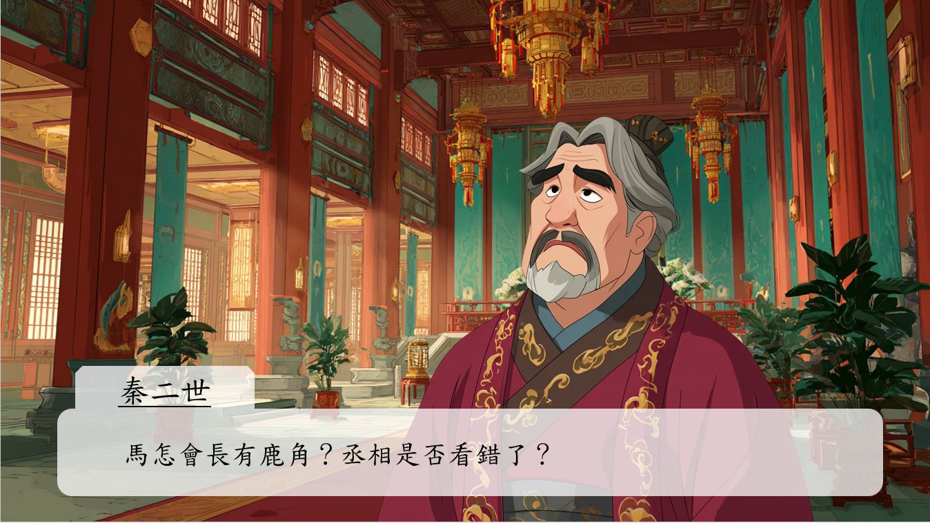 秦二世更加困惑了：「馬怎會長有鹿角？丞相是否看錯了？」